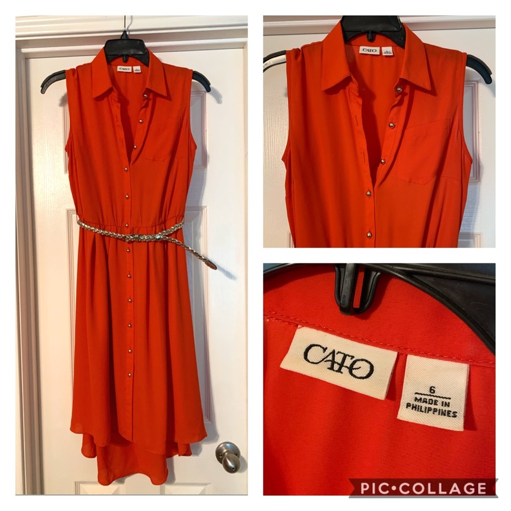 Cato Sz 6 orange dress w/ gold accents